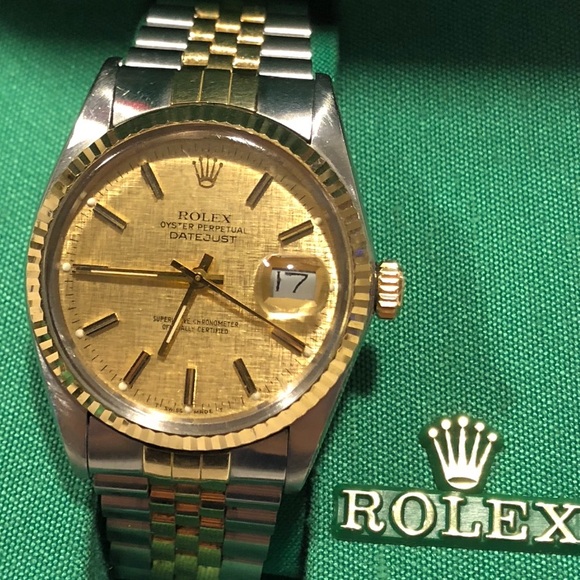 100%AUTHENTIC Rolex Datejust 16233 Gold Linen dial - Picture 2 of 8